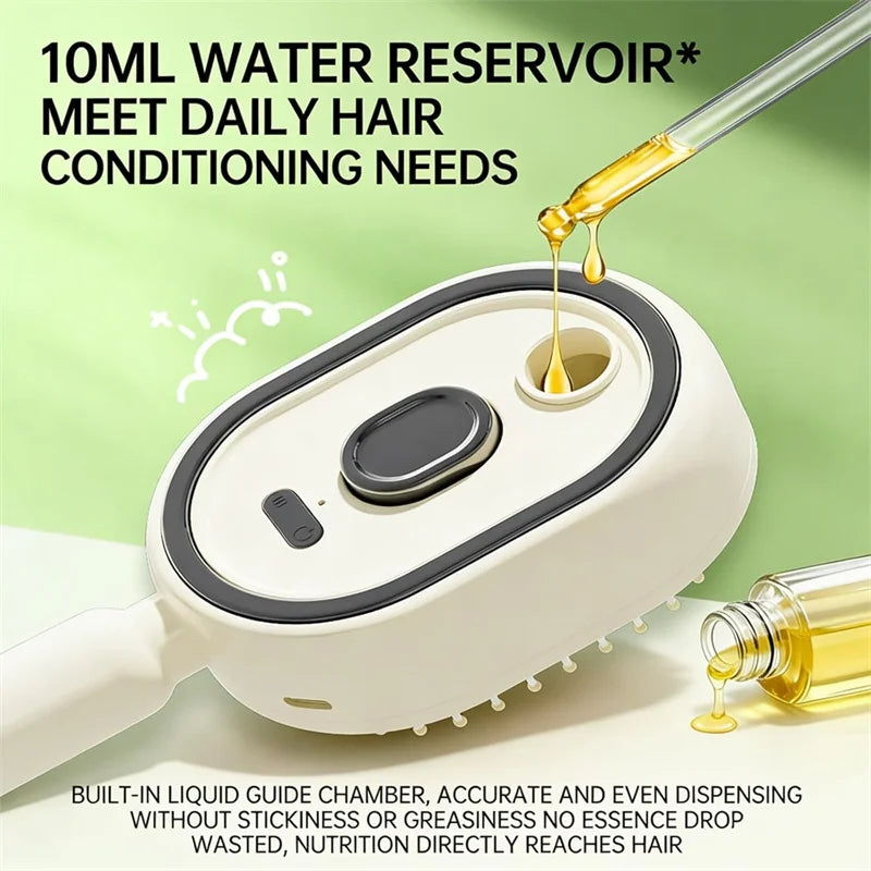 Brosse Massante 3-en-1 Vapeur, Huiles Essentielles & Nettoyage Automatique – Rechargeable