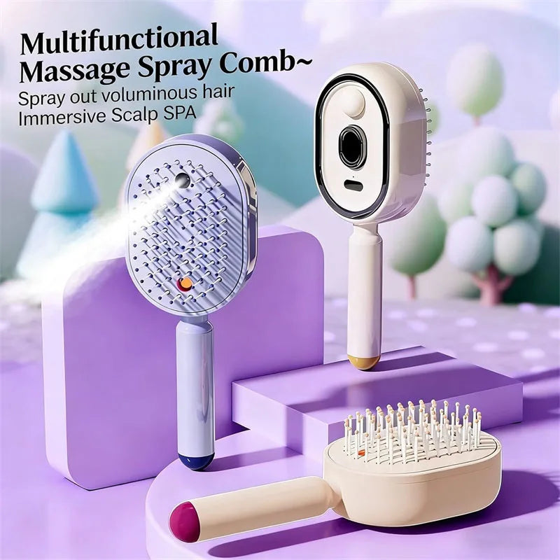 Brosse Massante 3-en-1 Vapeur, Huiles Essentielles & Nettoyage Automatique – Rechargeable