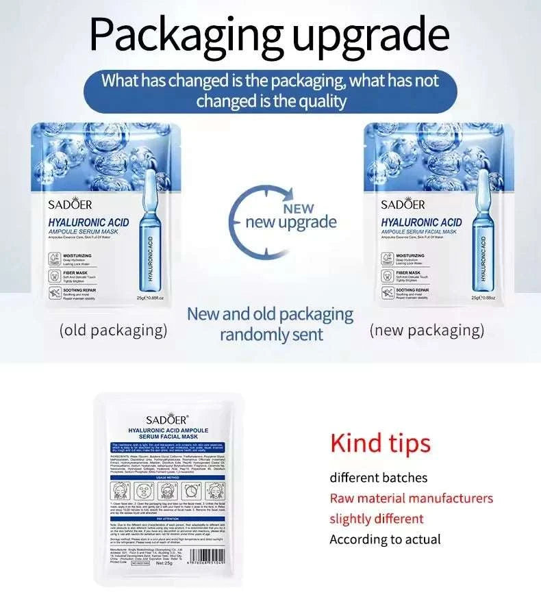 Masques Faciaux SADOER 24K Or & Vitamine C – Hydratants & Raffermissants (10 pcs)